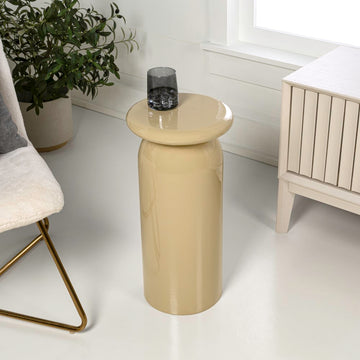 Miles 22.75" Mid-Century Modern Metal Sleek Cylinder Drink Table